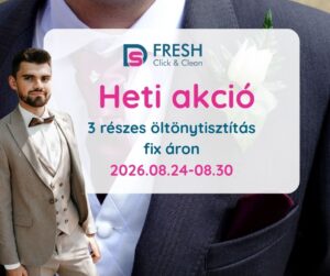 Háromrészes alkalmi öltöny tisztítása fix áron – ajándék nyakkendő vagy díszzsebkendő tisztítással